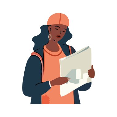 Kadın mühendis tasarımı beyaz üzerine