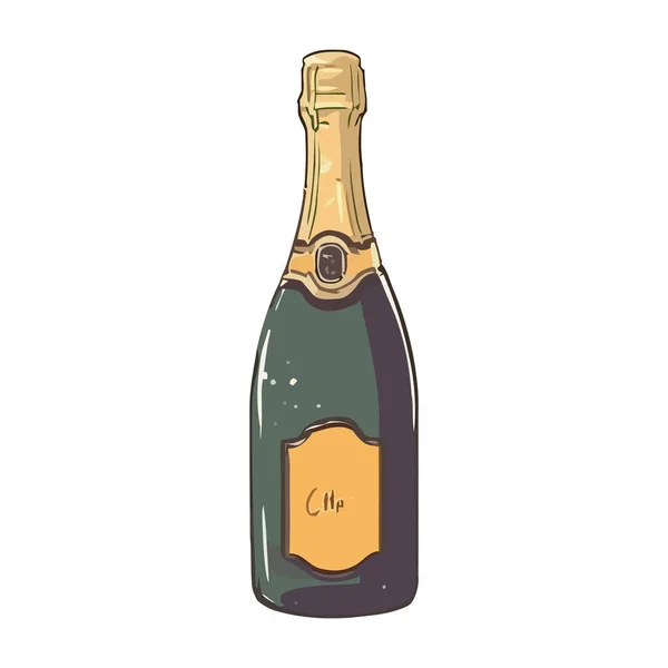 Дизайн Бутылки Шампанского Поверх Белого — стоковый вектор