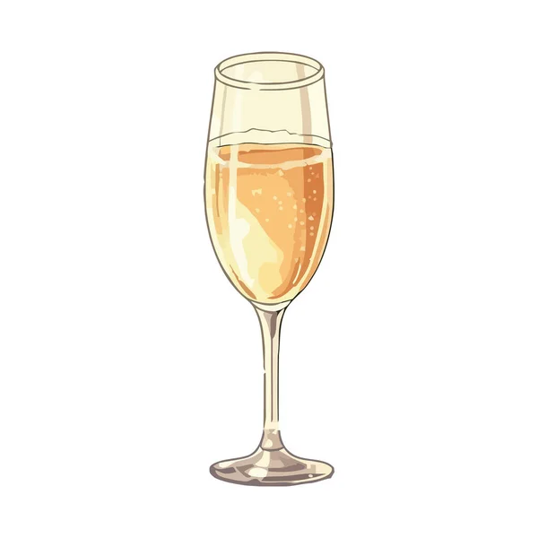 Kristall Champagner Glas Über Weiß — Stockvektor