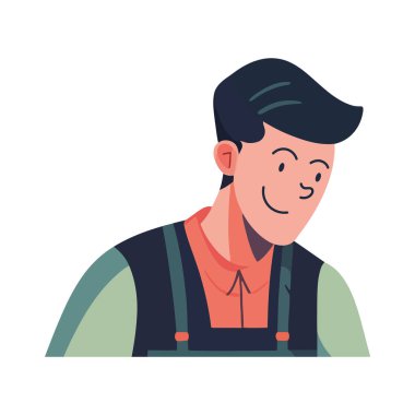 Beyazlar üzerinde çalışan neşeli adam