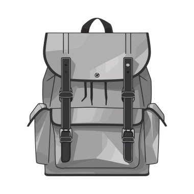 Gri sırt çantası tasarımı beyaz üzerine