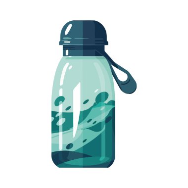 Beyaz yerine mavi sıvı olan kavanoz.