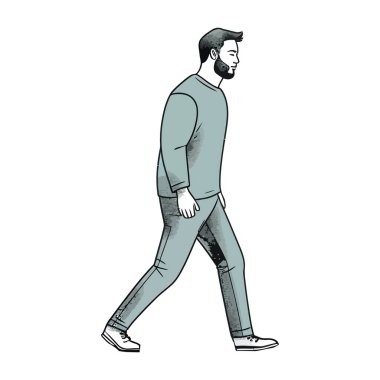 Kaslı adam mutlulukla koşuyor beyazın üstünde