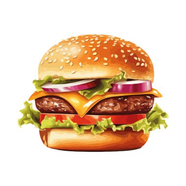 Susamlı ızgara burger ve kızarmış patates.