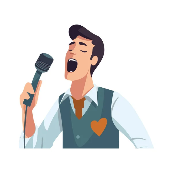 Uma Pessoa Cantando Palco Sobre Branco — Vetor de Stock