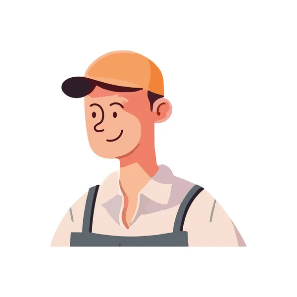 Usmívající Stavební Dělník Uniformě Přes Bílou — Stockový vektor