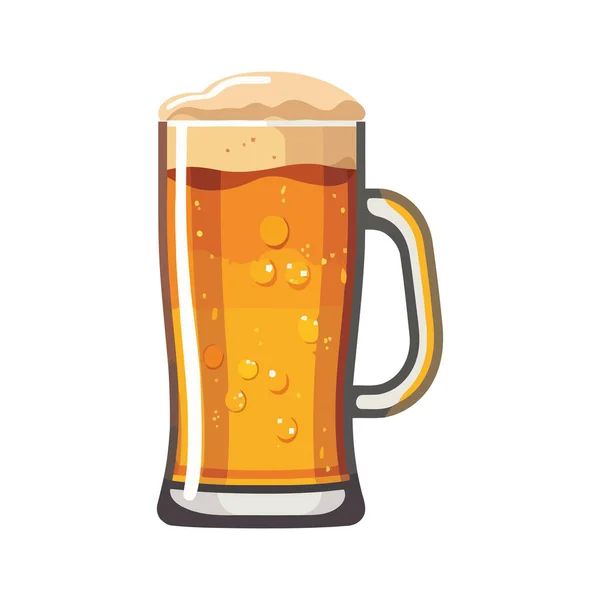 Bière Mousseuse Dans Une Pinte Verre Sur Blanc — Image vectorielle