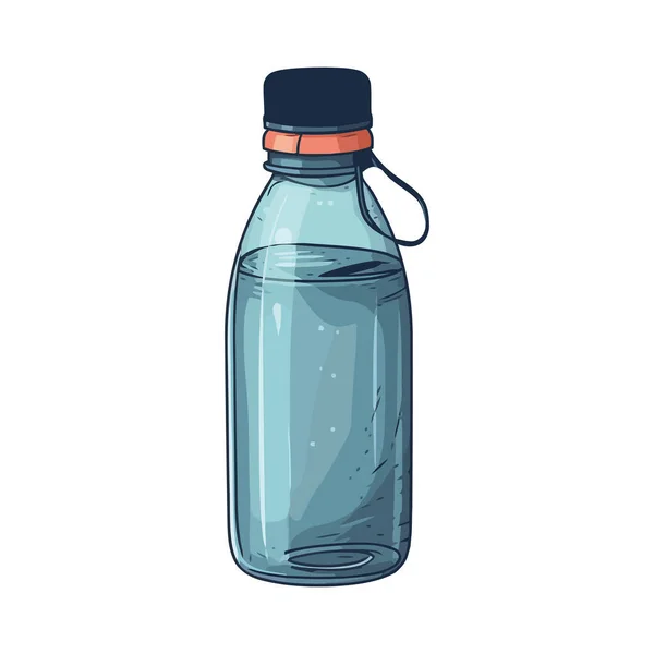 Transparante Plastic Fles Met Frisse Blauwe Vloeistof Wit — Stockvector
