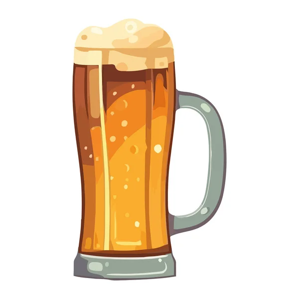 Caneca Cerveja Espumosa Sobre Branco — Vetor de Stock