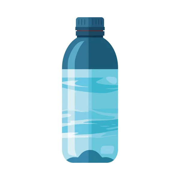 透明的塑料水瓶 蓝色标签盖过白色 — 图库矢量图片