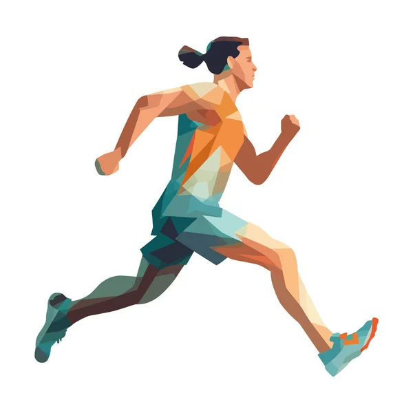 Muskularny Mężczyzna Biegnie Wyścigu Sportowym Nad Białym — Wektor stockowy