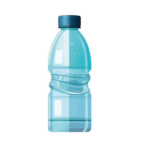Purified water in blue bottle for refreshmant over white