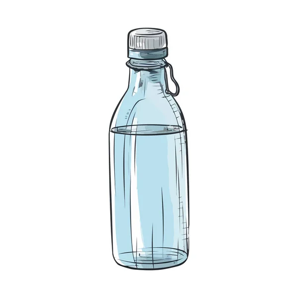 白葡萄酒上的透明玻璃瓶中的新鲜饮料 — 图库矢量图片