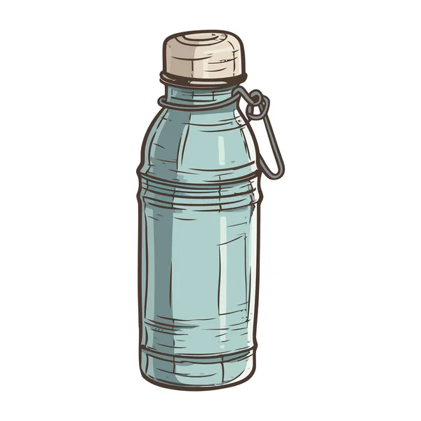 Água Azul Fresca Garrafa Plástico Sobre Branco — Vetor de Stock