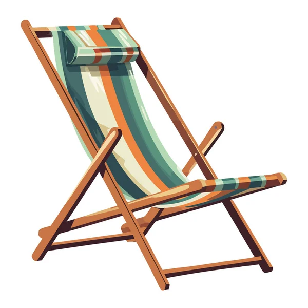 夏天在白色上面的带条纹的甲板椅子上放松一下 — 图库矢量图片