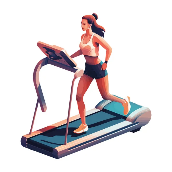 Muscular Woman Running White — Stock Vector