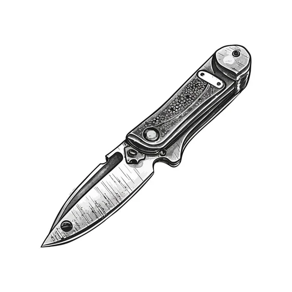 Античный Перочинный Нож Белом — стоковый вектор