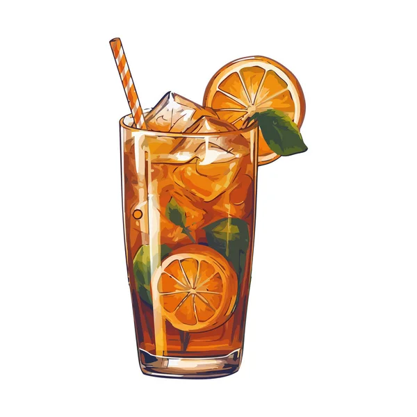 Verse Mojito Cocktail Met Limoen Muntblad Wit — Stockvector