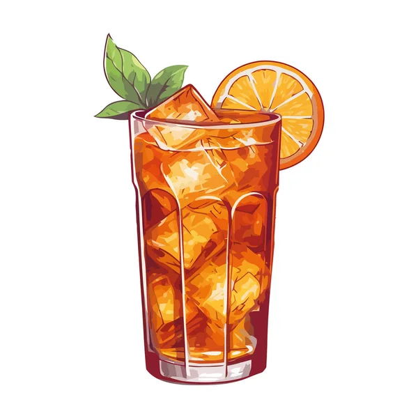 白の上に透明なガラスの中の柑橘類のカクテル — ストックベクタ