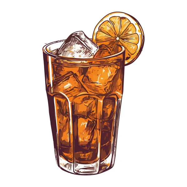 Uppfriskande Cocktail Med Citron Över Vitt — Stock vektor