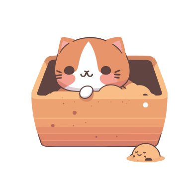 Kutu simgesinde izole edilmiş şirin kedi yavrusu