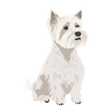 Beyaz köpek maskotu simgesi izole edildi