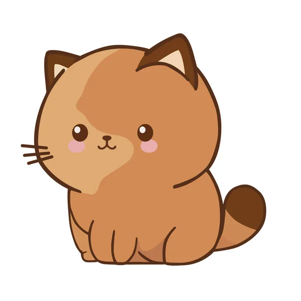 可爱的小猫吉祥物图标孤立 — 图库矢量图片