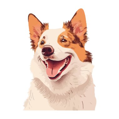 Neşeli köpek yavrusu sadakati ve arkadaşlık ikonu izole edildi