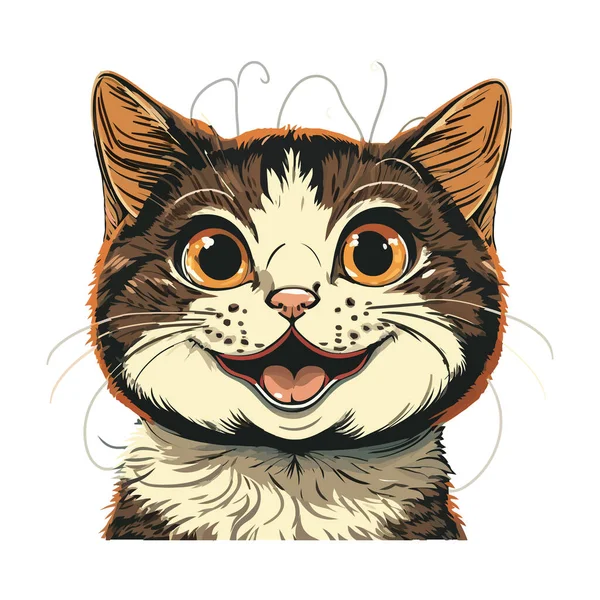 귀여운 고양이가 웃으며 고립된 아이콘을 있습니다 — 스톡 벡터