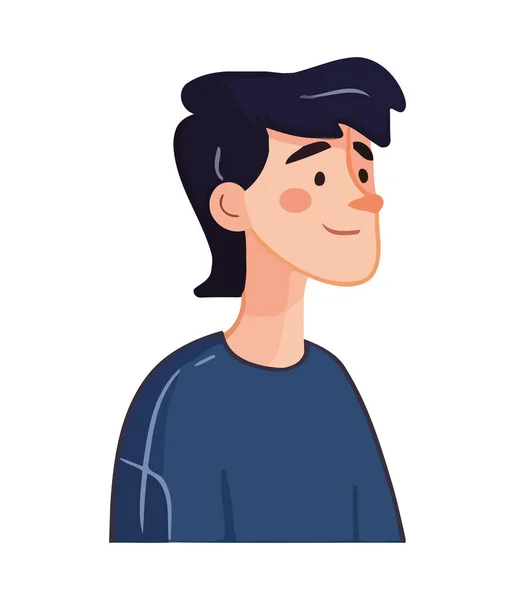 Lächelnder Cartoon Junger Mann Flacher Illustration Ikone Isoliert — Stockvektor