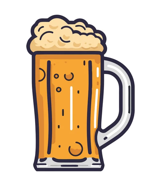 Frothy Beer Yellow Mug Cheers Icon Isolated — Stock Vector