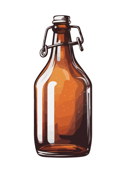 Transparent Beer Bottle Fresh Icon Isolated — Stock Vector