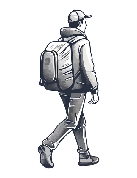 Una Persona Llevando Mochila Caminando Icono Aventura Aislado — Archivo Imágenes Vectoriales