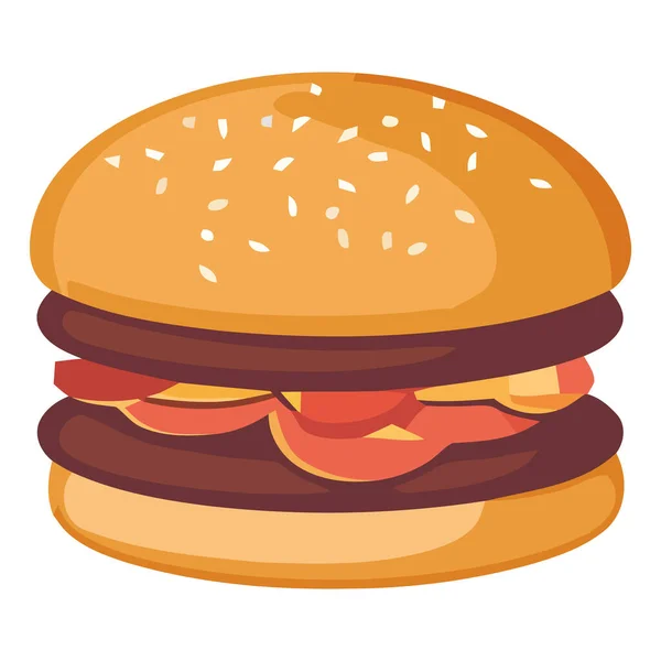 Grilled Cheeseburger Sesame Bun White — Stock Vector