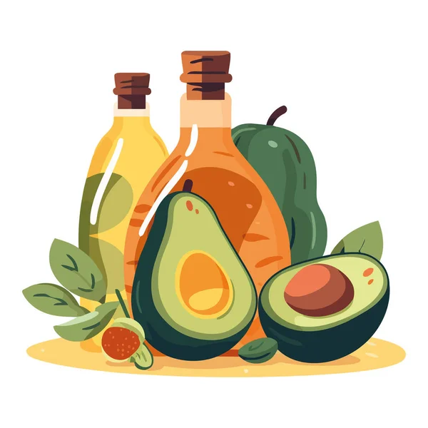 Fresh Organic Avocado Healthy Vegetarian Meal White — Stock Vector