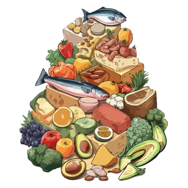 Salade Fruits Mer Frais Sur Blanc — Image vectorielle