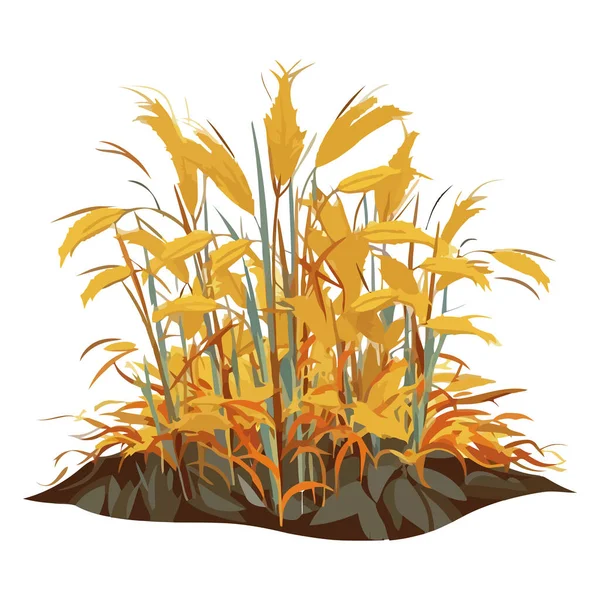Folhas Amarelas Frescas Crescem Paisagem Outono Sobre Branco — Vetor de Stock