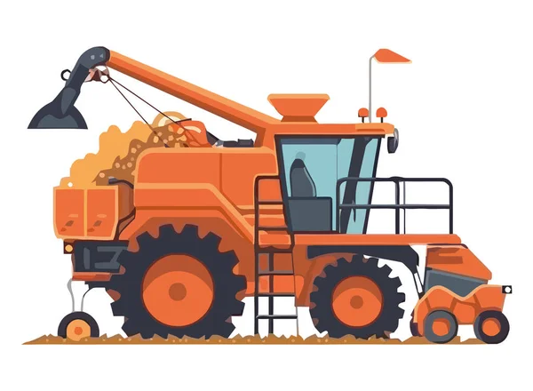 Máquinas Agrícolas Trabalho Sobre Branco —  Vetores de Stock