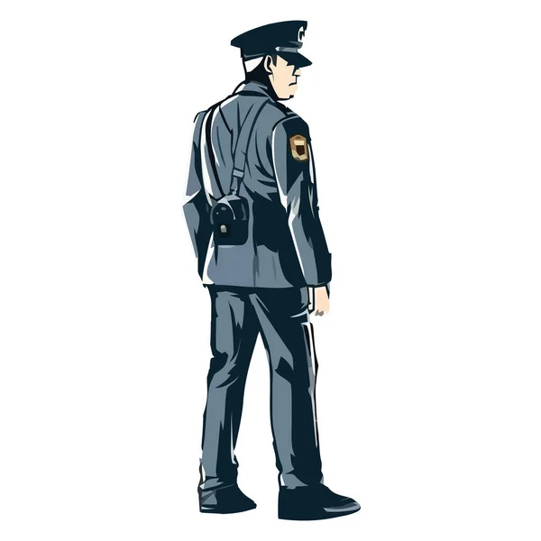 Säkerhetsvakt Stående Uniform Med Mössa Isolerad — Stock vektor