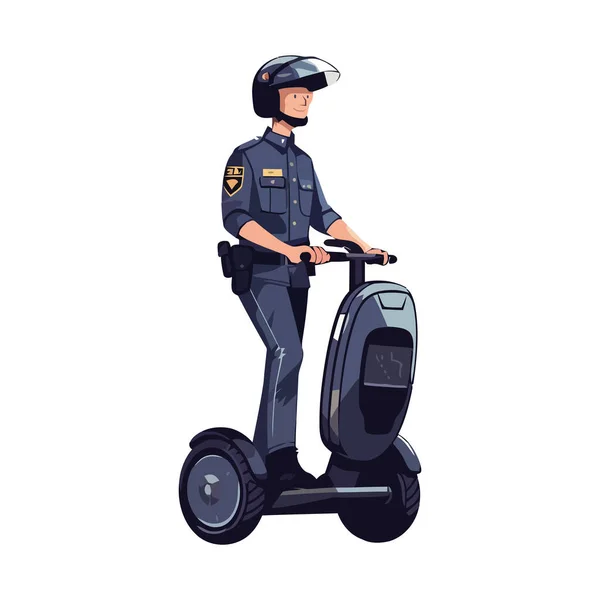 Männer Auf Motorrad Polizeiuniform Isoliert — Stockvektor