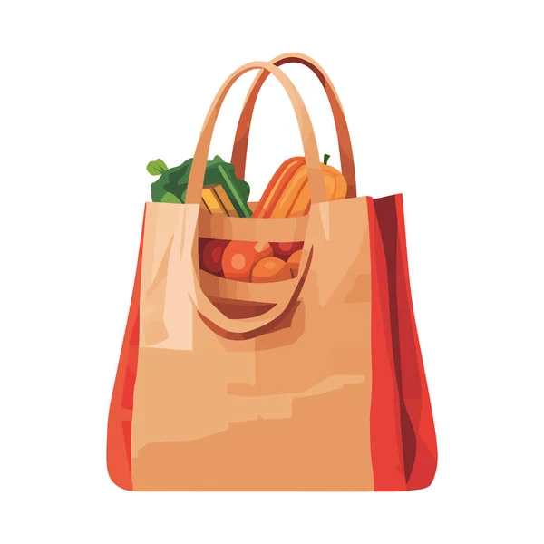 Yellow Paper Bag Carrying Groceries Supermarket Isolated — Stock Vector