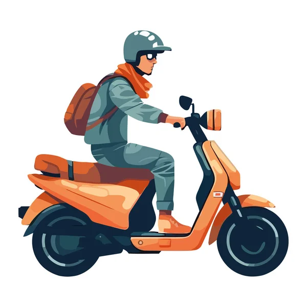 男子骑摩托车 享受孤独的自由 — 图库矢量图片