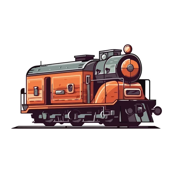 鉄道軌道上の蒸気機関車 孤立した古い昔ながらの輸送 — ストックベクタ