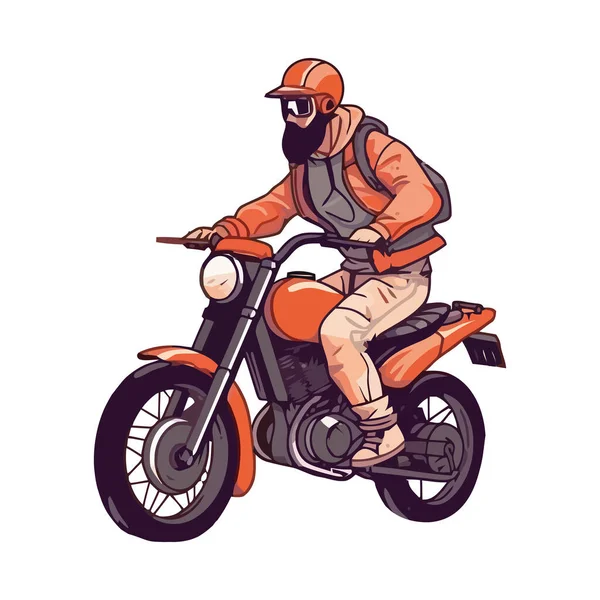 スリリングなレースでオートバイに乗る男性孤立 — ストックベクタ