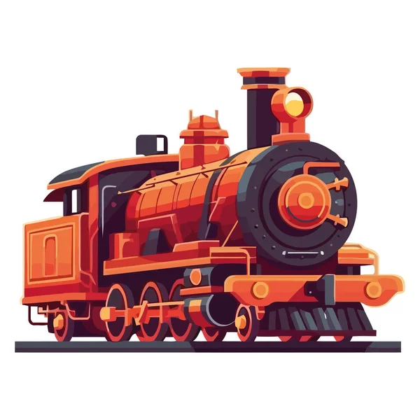 Parní Lokomotivy Chugs Podél Železniční Tratě Přeprava Nákladu Izolované — Stockový vektor
