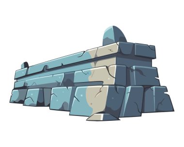 Beyaz üzerine antik yapı için ağır tuğla yığını