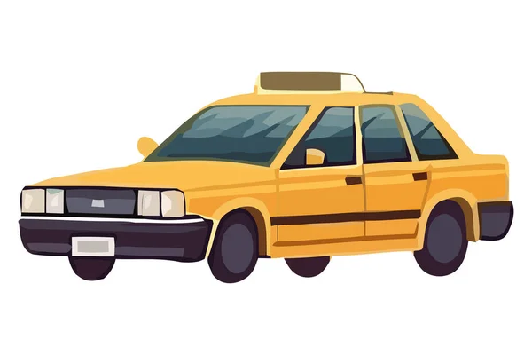 白い上に黄色のタクシーベクトルイラスト — ストックベクタ