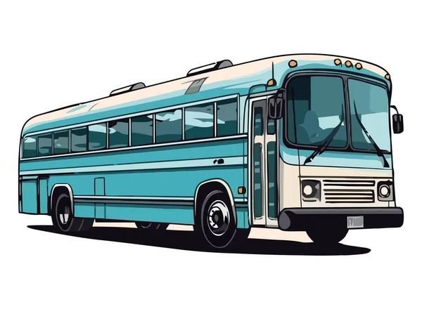 Azul Design Ônibus Ilustração Sobre Branco — Vetor de Stock