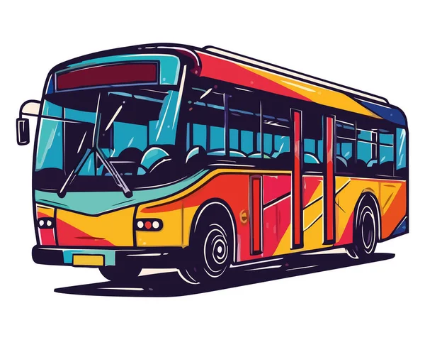 Färgad Turné Buss Över Vit — Stock vektor