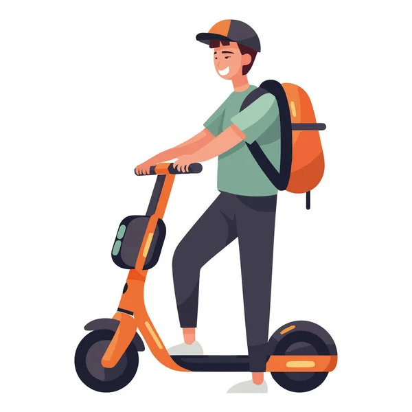 Boy Cycling Backpack White — Stock Vector